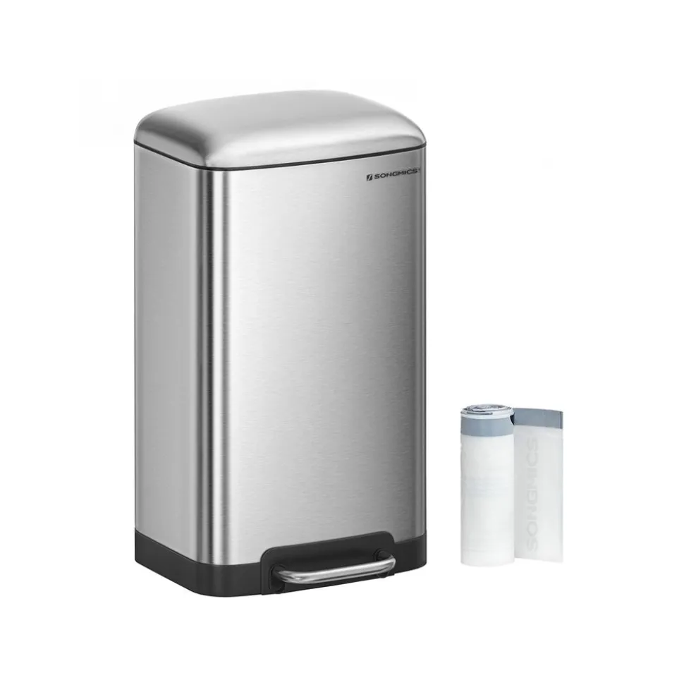 Poubelle 30L avec pédale en Acier blanc cassé