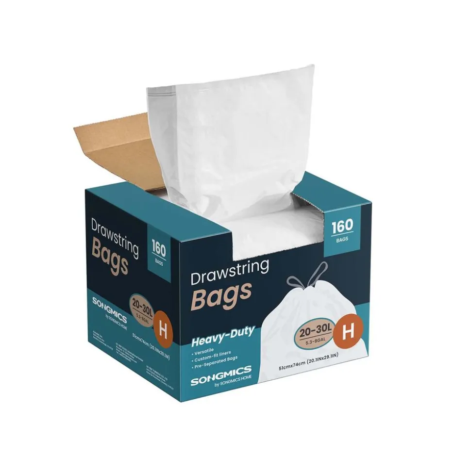Sacs poubelles 30 L avec liens coulissants 80 pièces sac code H blanc crème