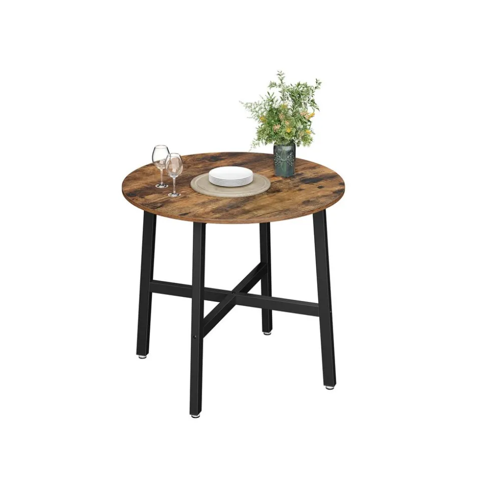 Table à manger marron rustique et noir