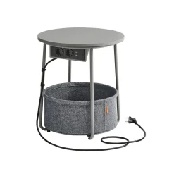 Table basse ronde avec panier noir boisé et turquoise foncé
