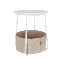 Table basse ronde avec panier noir boisé et turquoise foncé