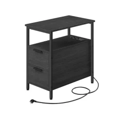 Table d’appoint avec multiprise  marron rustique et noir classique