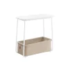 Table d’appoint avec panier en tissu blanc mat et marron