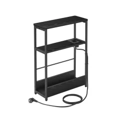 Table d’appoint fine multiprise 3 niveaux marron rustique