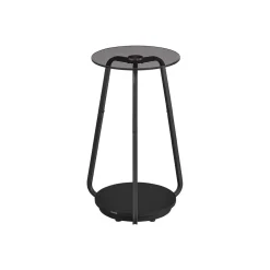 Table d’appoint ronde à 2 niveaux blanc marbré