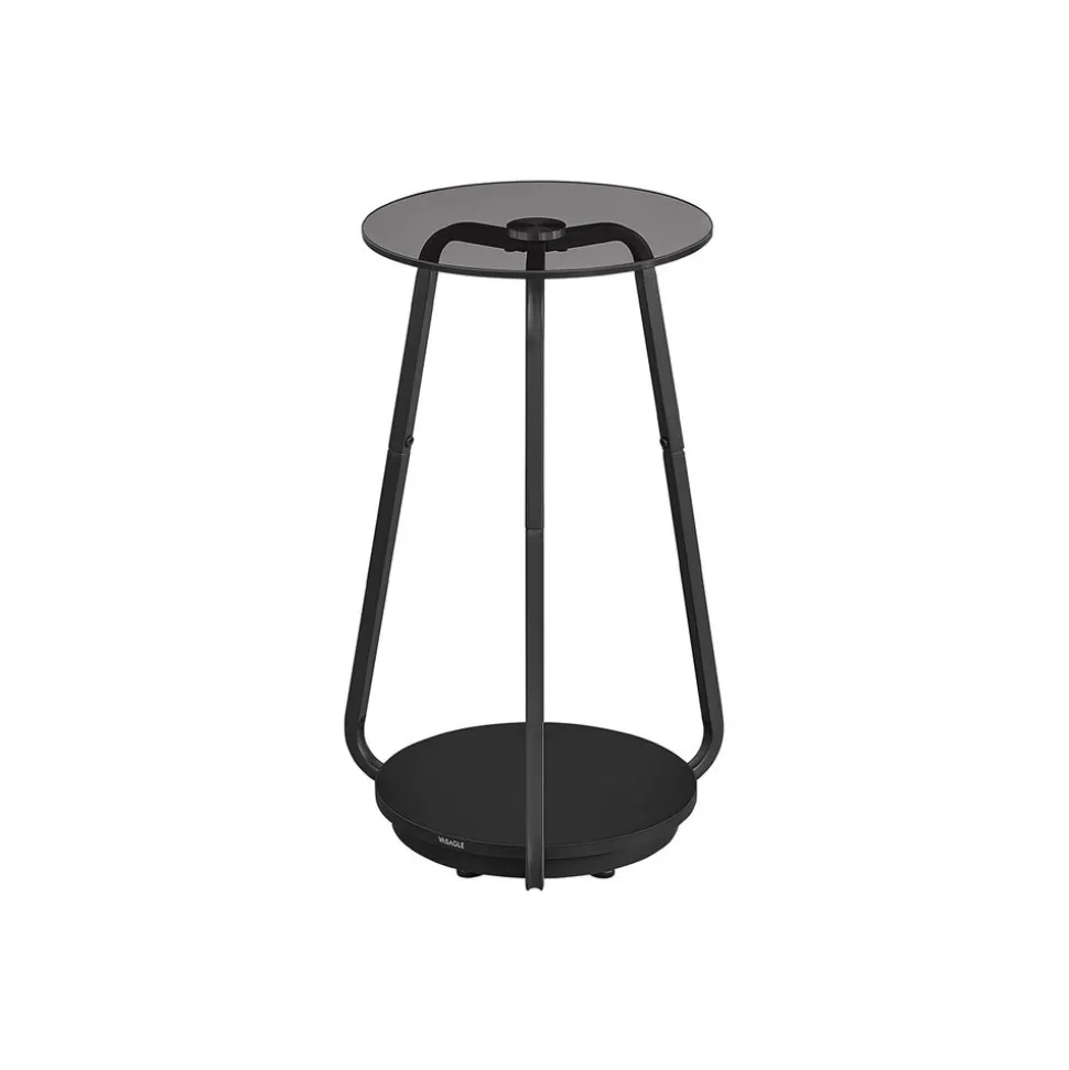 Table d’appoint ronde à 2 niveaux blanc marbré