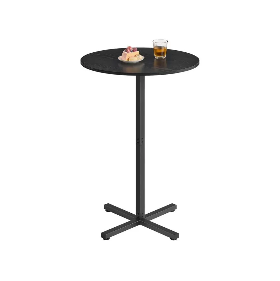 Table de bar haute cadre en métal 60 x 60 x 104,5 cm pour 2-3 personnes noir boisé