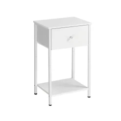 Table de chevet avec tiroir en tissu et étagère marron boisé