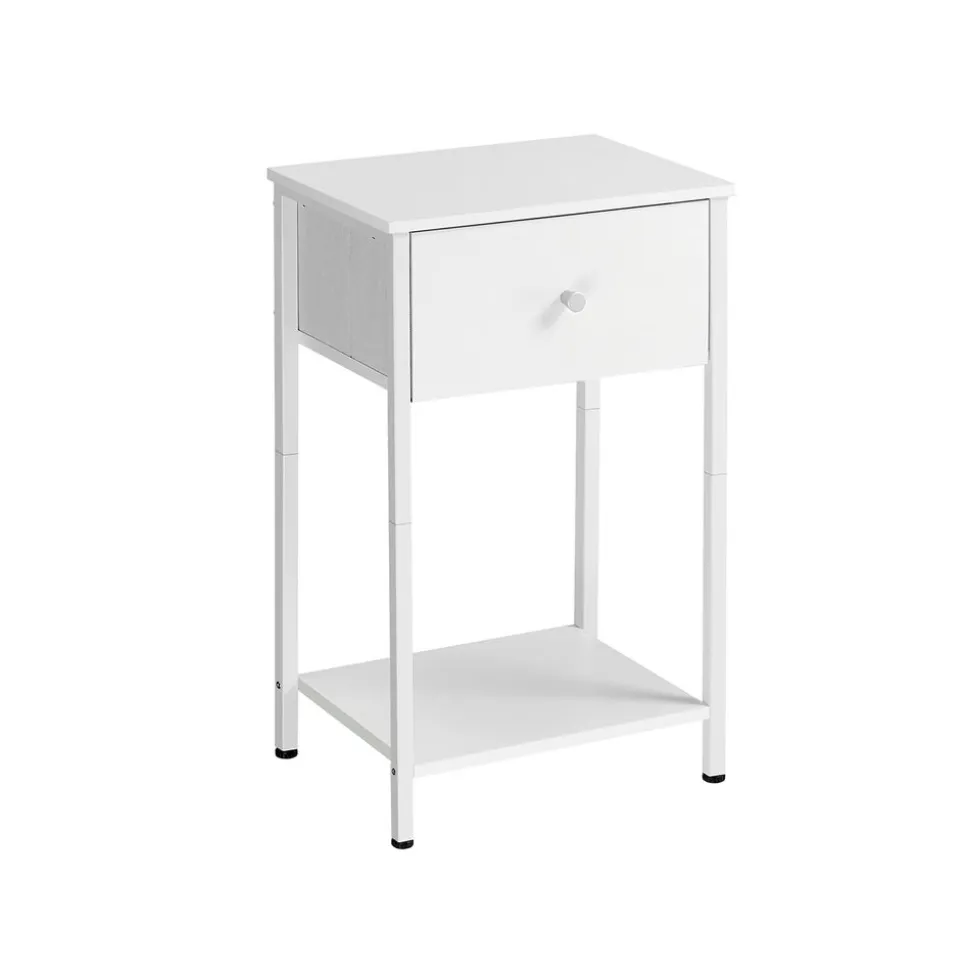 Table de chevet avec tiroir en tissu et étagère marron boisé