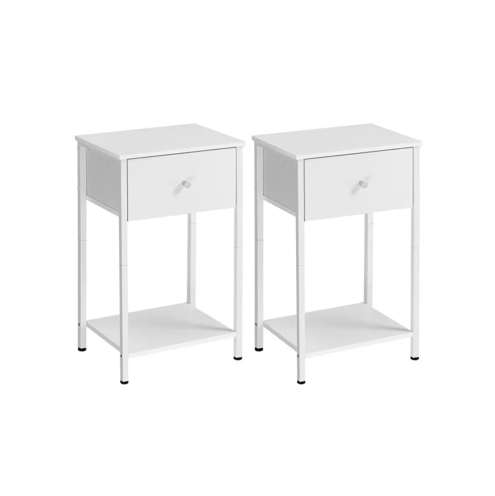 Table de chevet avec tiroir en tissu et étagère marron boisé