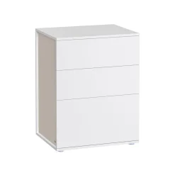Table de chevet multiprise et tiroirs 35 x 45 x 58,7 cm blanc mat et beige cappuccino