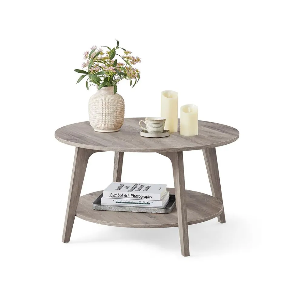 Table de salon à 2 niveaux 80 x 45 cm (ø x h) gris anthracite