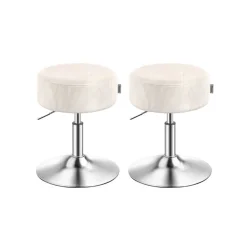 Tabouret de maquillage réglable en hauteur pivotant à 360° en PU coussin épais blanc crème