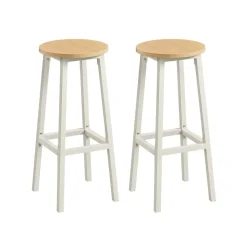 Tabourets de bar lot de 2 cadre métallique hauteur 74 cm marron rustique et noir
