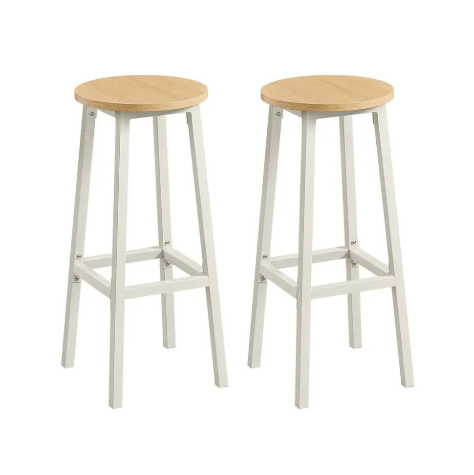 Tabourets de bar lot de 2 cadre métallique hauteur 74 cm marron rustique et noir