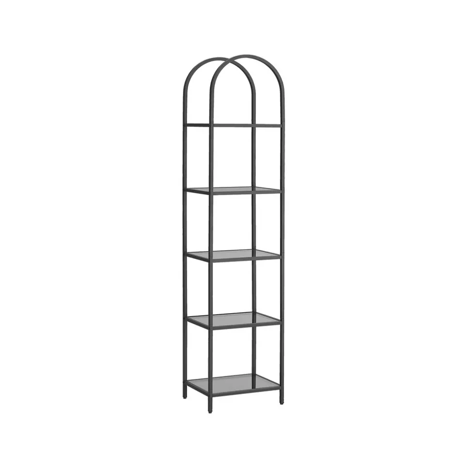 Étagère 5 niveaux doré et transparent