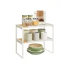 Étagère à épices lot de 2 extensible empilable beige naturel et blanc crème