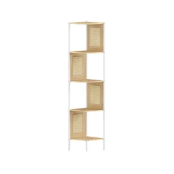 Étagère d’angle à 5 niveaux 31,9 x 31,9 x 156,4 cm structure en métal beige chêne