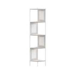 Étagère d’angle à 5 niveaux 31,9 x 31,9 x 156,4 cm structure en métal beige chêne
