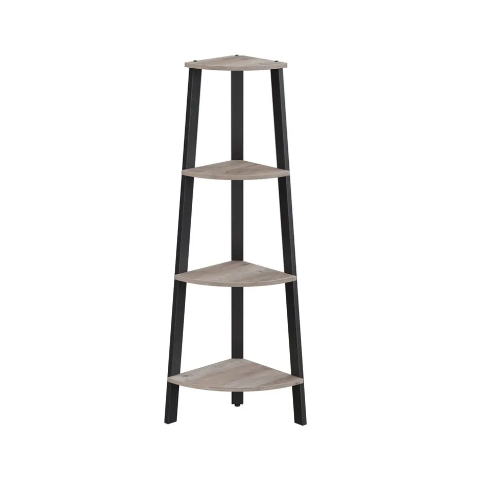 Étagère d'angle à 4 niveaux gris anthracite et noir mat