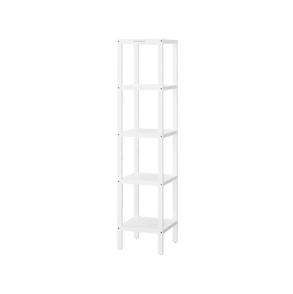 Étagère de salle de bain à 5 niveaux en bambou blanc nuage