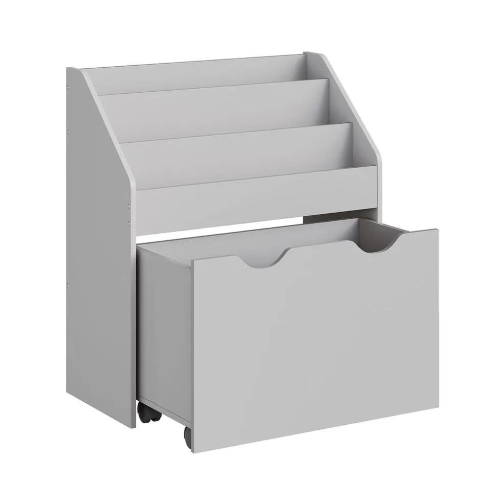 Étagère pour jouets 3 compartiments 1 boîte gris tourterelle