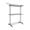 Étendoir à linge à 3 niveaux avec roulettes pliable 63,5 x 128 x 148 cm gris tourterelle